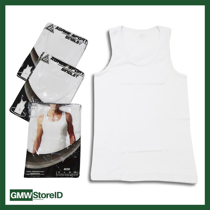 W453 Singlet Putih Pria Kaos Dalam Cowok Laki-Laki Agree Men Size L