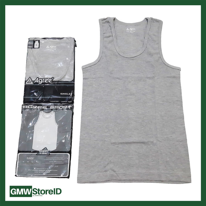 W450 Singlet Abu-Abu Pria Kaos Dalam Cowok Laki-Laki Agree Men Size XL