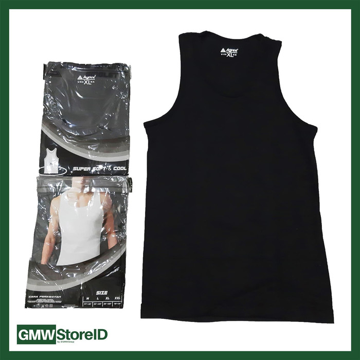 W446 Singlet Hitam Pria Kaos Dalam Cowok Laki-Laki Agree Men Size XL