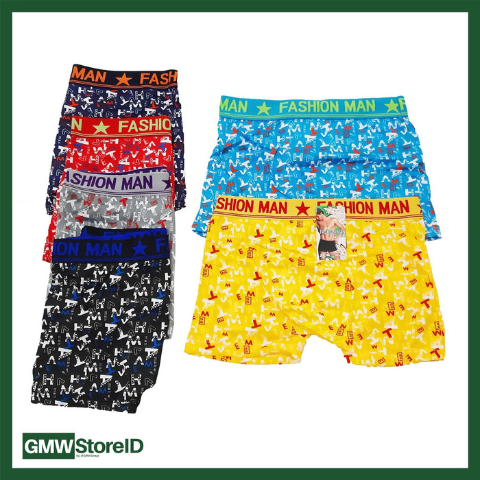 W420 Boxer Cowok Celana Pria Ban Karet Allsize Tipe I02 - Men Motif