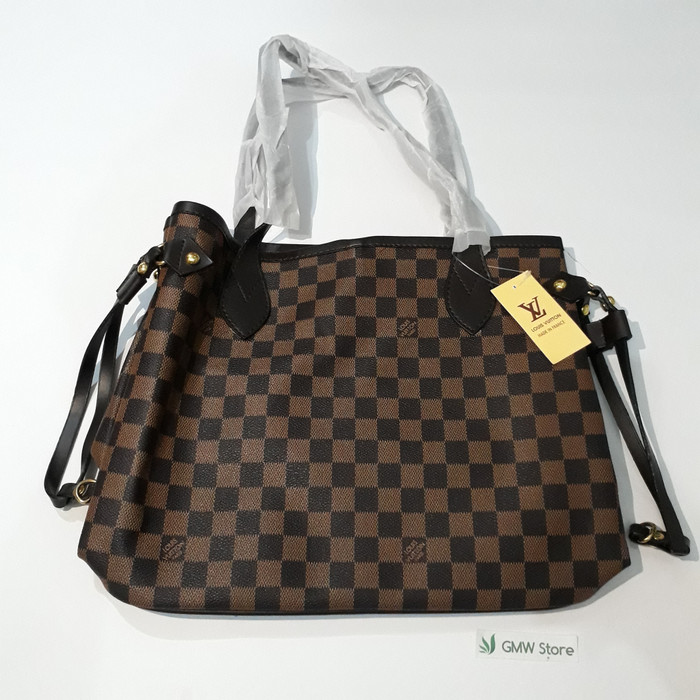 Tas Hand Bag LV Motif Coklat Kotak W240