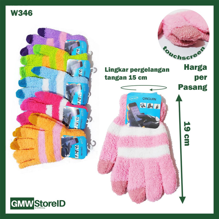 Kaos Tangan Dewasa Motif Garis Warna Cerah Wooll Gloves FG754-234 W346