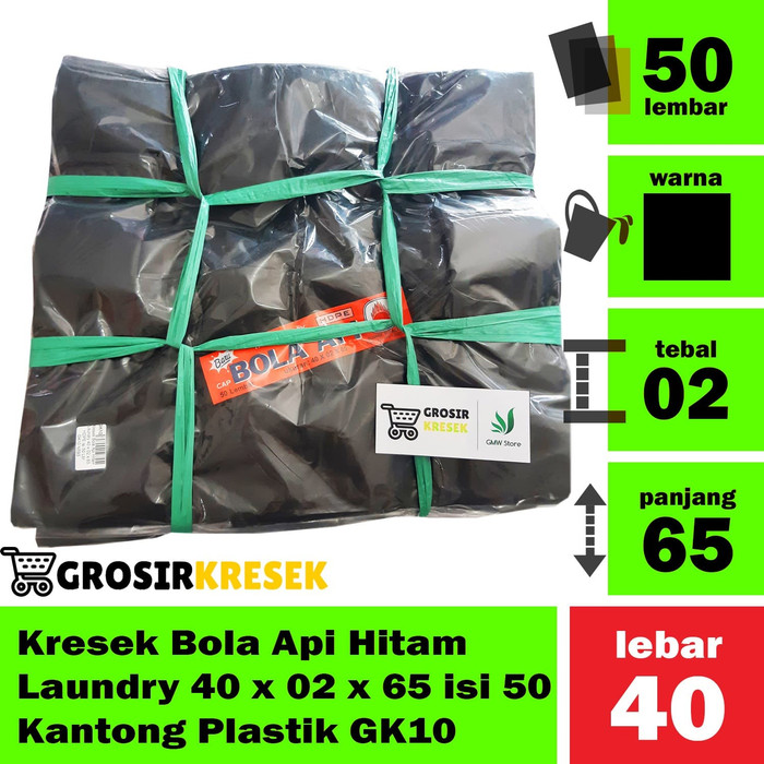 Kresek Bola Api Hitam Laundry 40 x 02 x 65 isi 50 Kantong Plastik GK10