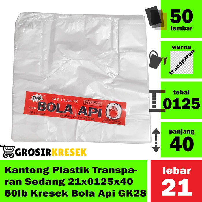 Kantong Plastik Transparan Sedang 21x0125x40 50lb Kresek Bola Api GK28