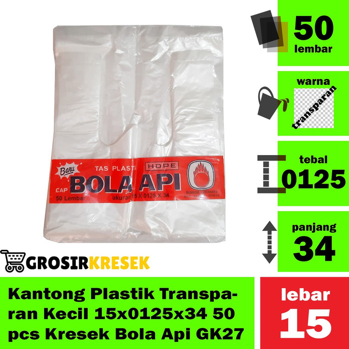 Kantong Plastik Transparan Kecil 15x0125x34 50pcs Kresek Bola Api GK27