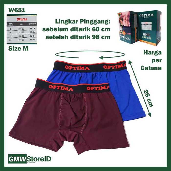 Boxer CD Pria Optima M L XL XXL Celana Dalam Laki-Laki Karet Men I12