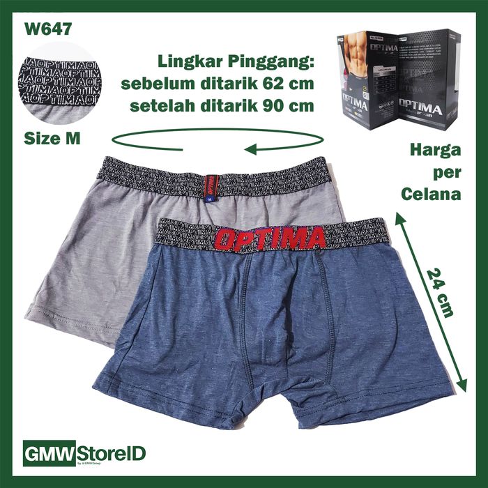 Boxer Optima M L XL XXL CD Cowok Laki-Laki Karet Men Underwear I11