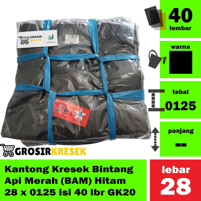 Kantong Kresek Bintang Api Merah (BAM) Hitam 28 x 0125 isi 40 lbr GK20