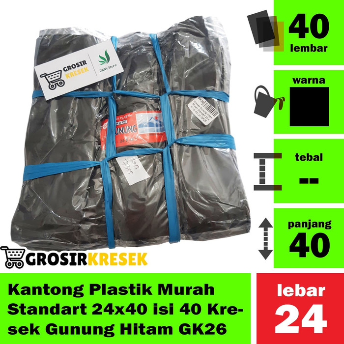 Kantong Plastik Murah Standart 24 x 40 isi 40 Kresek Gunung Hitam GK26