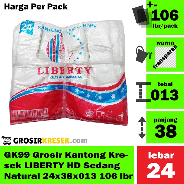 GK99 Grosir Kantong Kresek LIBERTY HD Sedang Natural 24x38x013 106 lbr