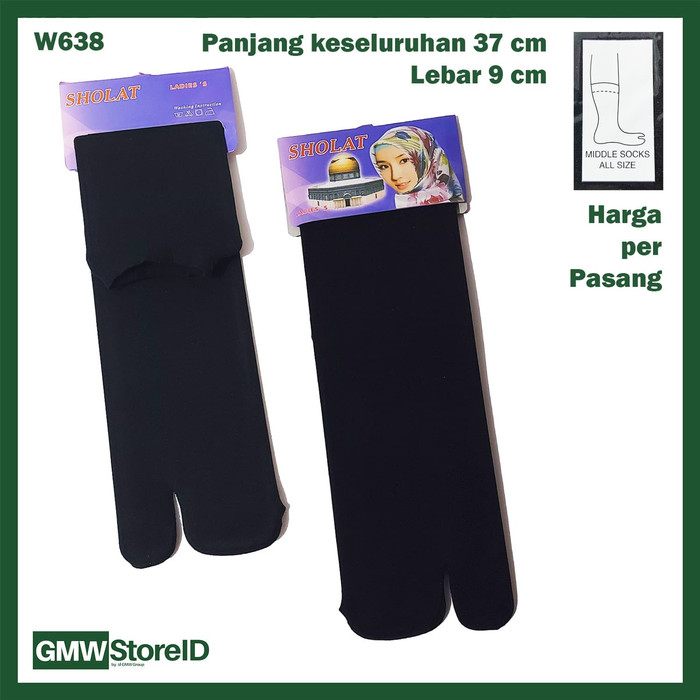 W638 Kaos Kaki Wanita Women Warna Hitam Middle Socks Medium Jempol E26