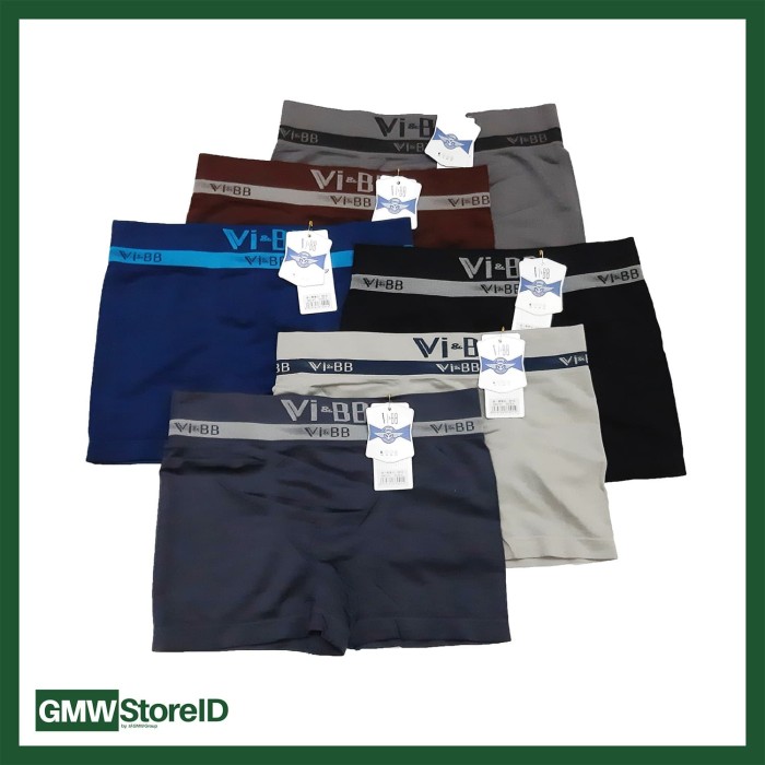 W439 Celana Boxer Cowok Motif Polos Halus Random Sixe L VIBB 1229