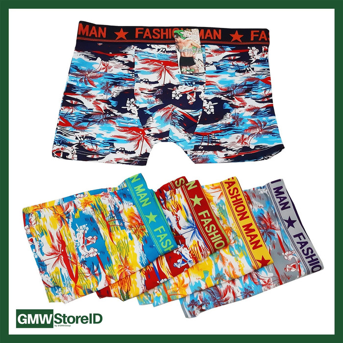 W419 Boxer Cowok Celana Pria Ban Karet Allsize Tipe I01 - Men Motif