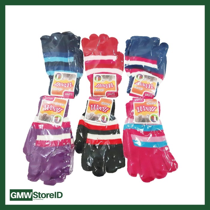 Kaos Tangan Dewasa Motif Garis Warna Warni Wooll Gloves FG805-2A W345