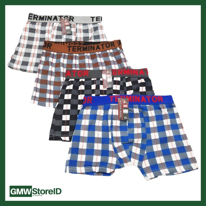 Celana Boxer Pria CD Cowok Motif Kotak Terminator Size XL 2L M36 W337