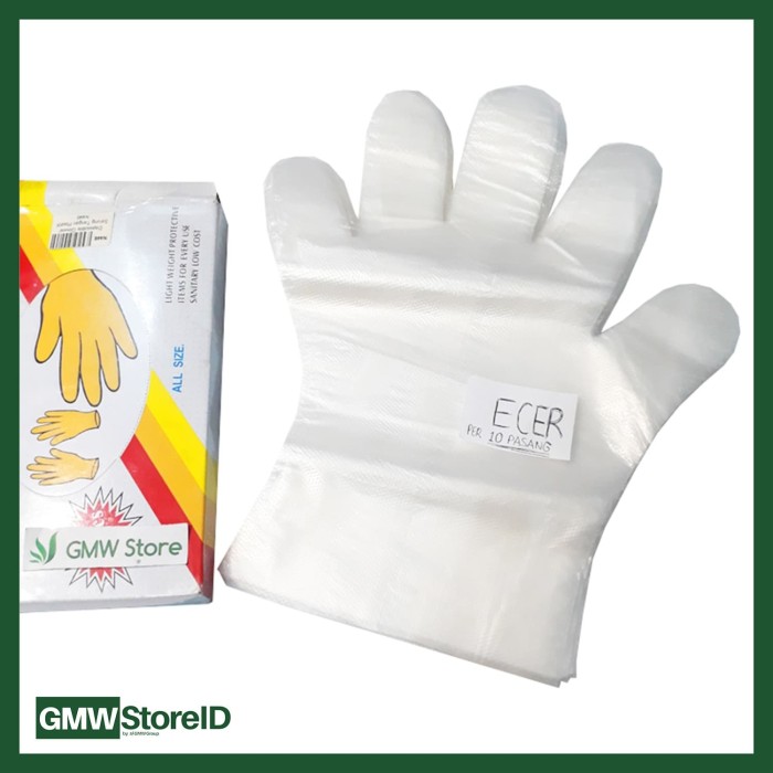 Sarung Tangan Plastik Disposable Gloves ECER 1 bungkus isi 20 pcs W226